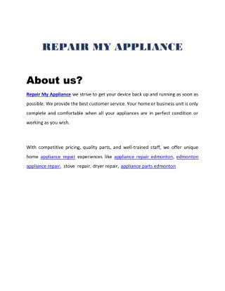 Repair My Appliance