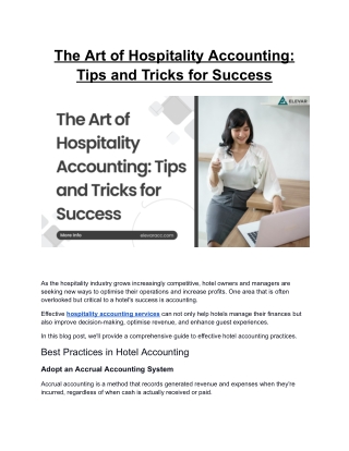 The Art of Hospitality Accounting: Tips and Tricks for Success