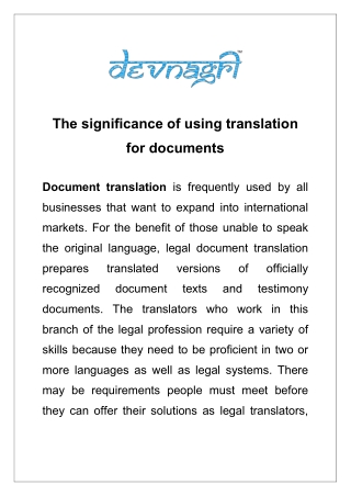 The significance of using translation for documents
