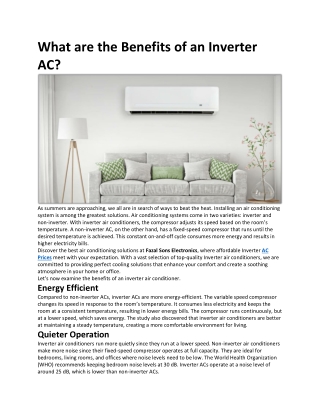 What are the Benefits of an Inverter AC