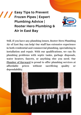 Easy Tips to Prevent Frozen Pipes  Expert Plumbing Advice  Rooter Hero Plumbing & Air in East Bay