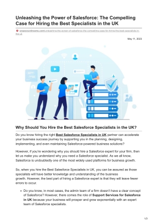 Unleashing the Power of Salesforce The Compelling Case for Hiring the Best Specialists in the UK
