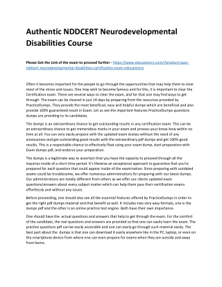 NDDCERT Neurodevelopmental Disabilities