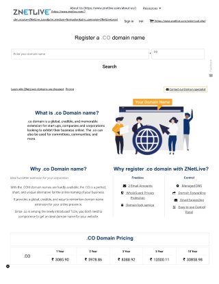 With a .co domain from ZNetLive, transform your online presence