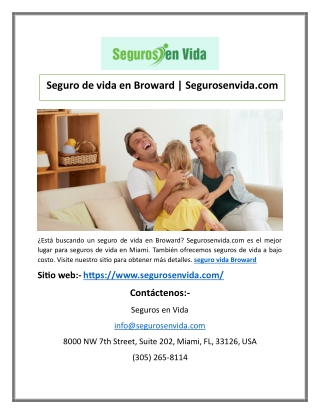 Seguro de vida en Broward | Segurosenvida.com