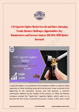 UAE Cigarette Lighter Market Growth and Share, Emerging Trends, Business Challen