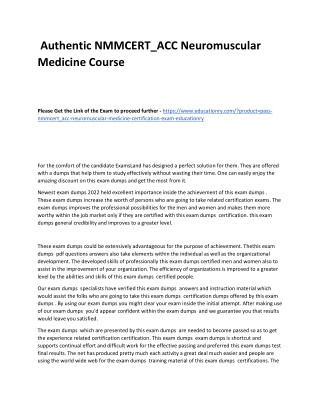 NMMCERT_ACC Neuromuscular Medicine