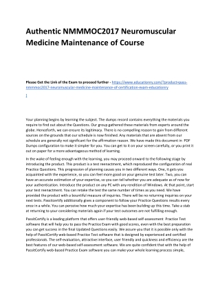 NMMMOC2017 Neuromuscular Medicine Maintenance of