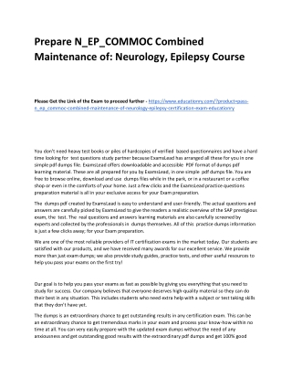 N_EP_COMMOC Combined Maintenance of: Neurology, Epilepsy