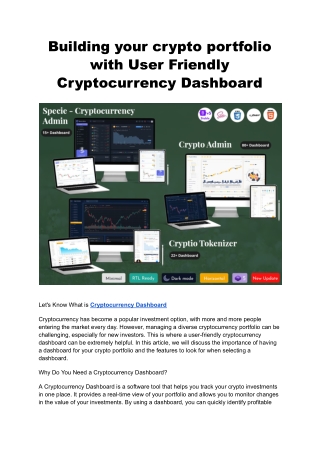 Building your crypto portfolio with User Friendly Cryptocurrency Dashboard