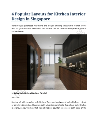 4 Popular Layouts for Kitchen Interior Design in Singapore