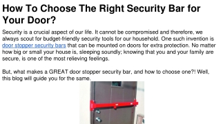 How To Choose The Right Security Bar for Your Door_