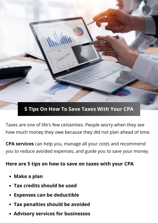 5 Tips On How To Save Taxes With Your CPA