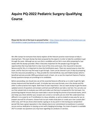 PQ-2022 Pediatric Surgery Qualifying