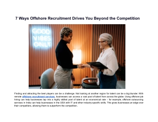 7 Ways Offshore Recruitment Drives You Beyond the Competition