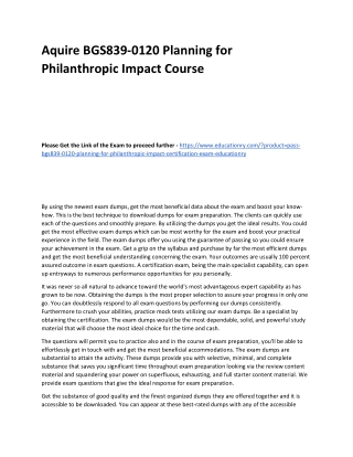 BGS839-0120 Planning for Philanthropic Impact