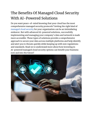 The Benefits Of Managed Cloud Security With AI-Powered Solutions