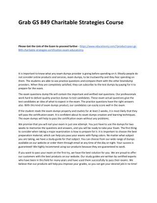 GS 849 Charitable Strategies