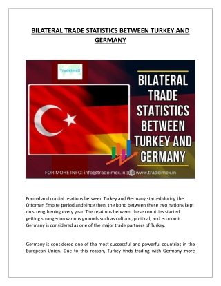 BILATERAL TRADE STATISTICS BETWEEN TURKEY AND GERMANY