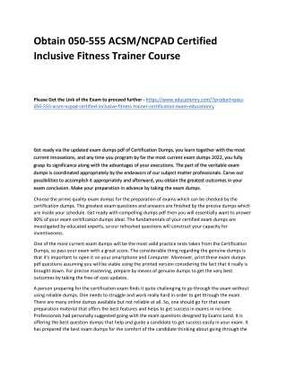 050-555 ACSM/NCPAD Certified Inclusive Fitness Trainer