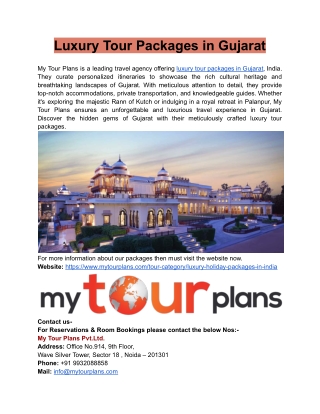 Luxury Tour Packages in Gujarat