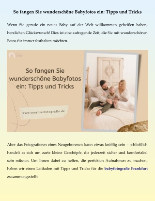 So fangen Sie wunderschöne Babyfotos ein: Tipps und Tricks