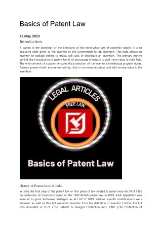 Basics of Patent Law