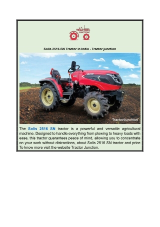 Solis 2516 SN Tractor  in india - Tractor junction