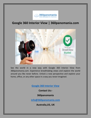 Google 360 Interior View | 360panomania.com