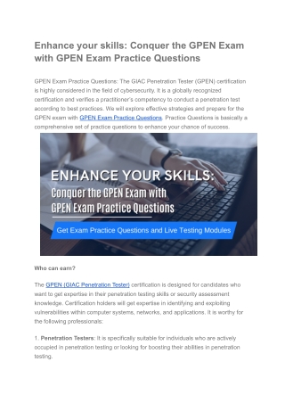 Enhance your skills_ Conquer the GPEN Exam with GPEN Exam Practice Questions