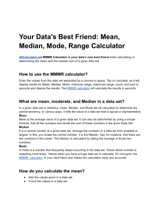 Your Data's Best Friend: Mean, Median, Mode, Range Calculator