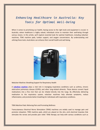 Enhancing Healthcare in Australia-Key Tools for Optimal Well-being