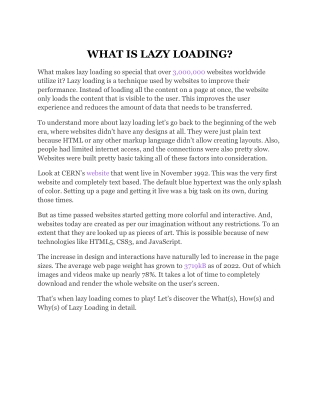 What is Lazy Loading