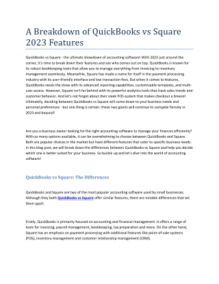 A Breakdown of QuickBooks vs Square 2023 Features