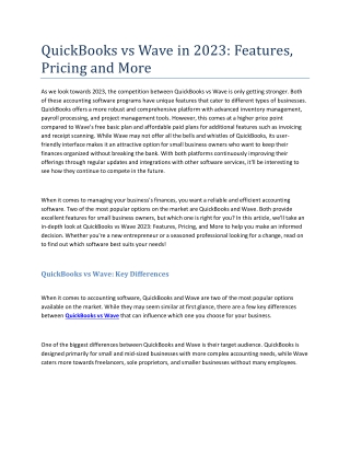 QuickBooks vs Wave in 2023: Features, Pricing and More