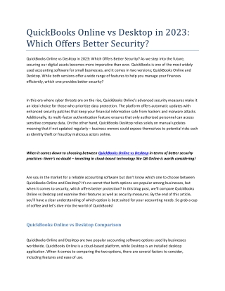 QuickBooks Online vs Desktop in 2023: Which Offers Better Security?