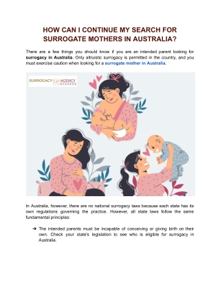 How can I continue my search for surrogate mothers in Australia?