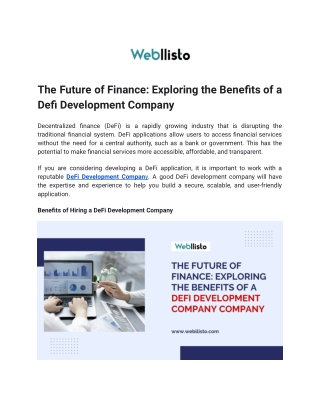 The Future of Finance_ Exploring the Benefits of a Defi Development Company