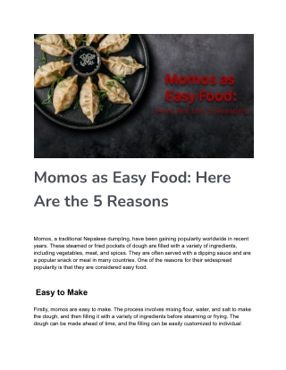 Momos as Easy Food_ Here Are the 5 Reasons