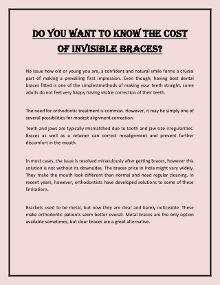 Do You Want to Know the Cost of Invisible Braces