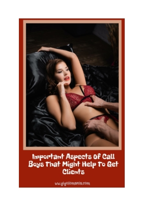 Important Aspects Of Call Boys That Might Help To Get Clients