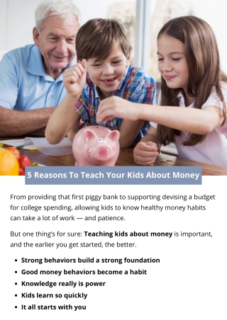 5 Reasons To Teach Your Kids About Money