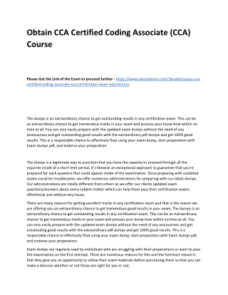 CCA Certified Coding Associate (CCA)