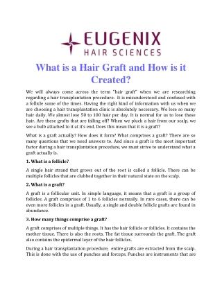 What is a hair graft and how is it created