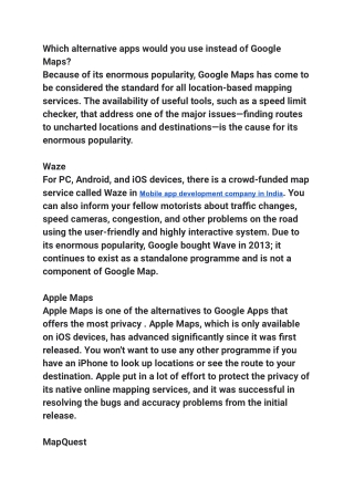 Which alternative apps would you use instead of Google Maps_