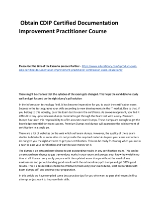 CDIP Certified Documentation Improvement Practitioner