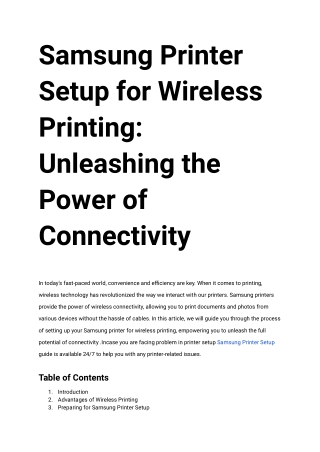Samsung Printer Setup for Wireless Printing_ Unleashing the Power of Connectivity