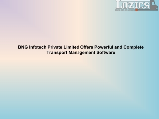 BNG Infotech Private Limited Offers Powerful and Complete Transport Management Software