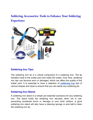 Tools to Improve Your Soldering Experience: Soldering Accessories