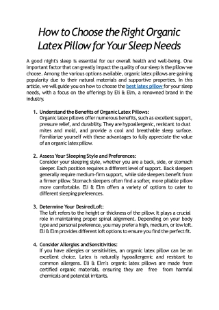 The Ultimate Guide to Selecting the Perfect Organic Latex Pillow